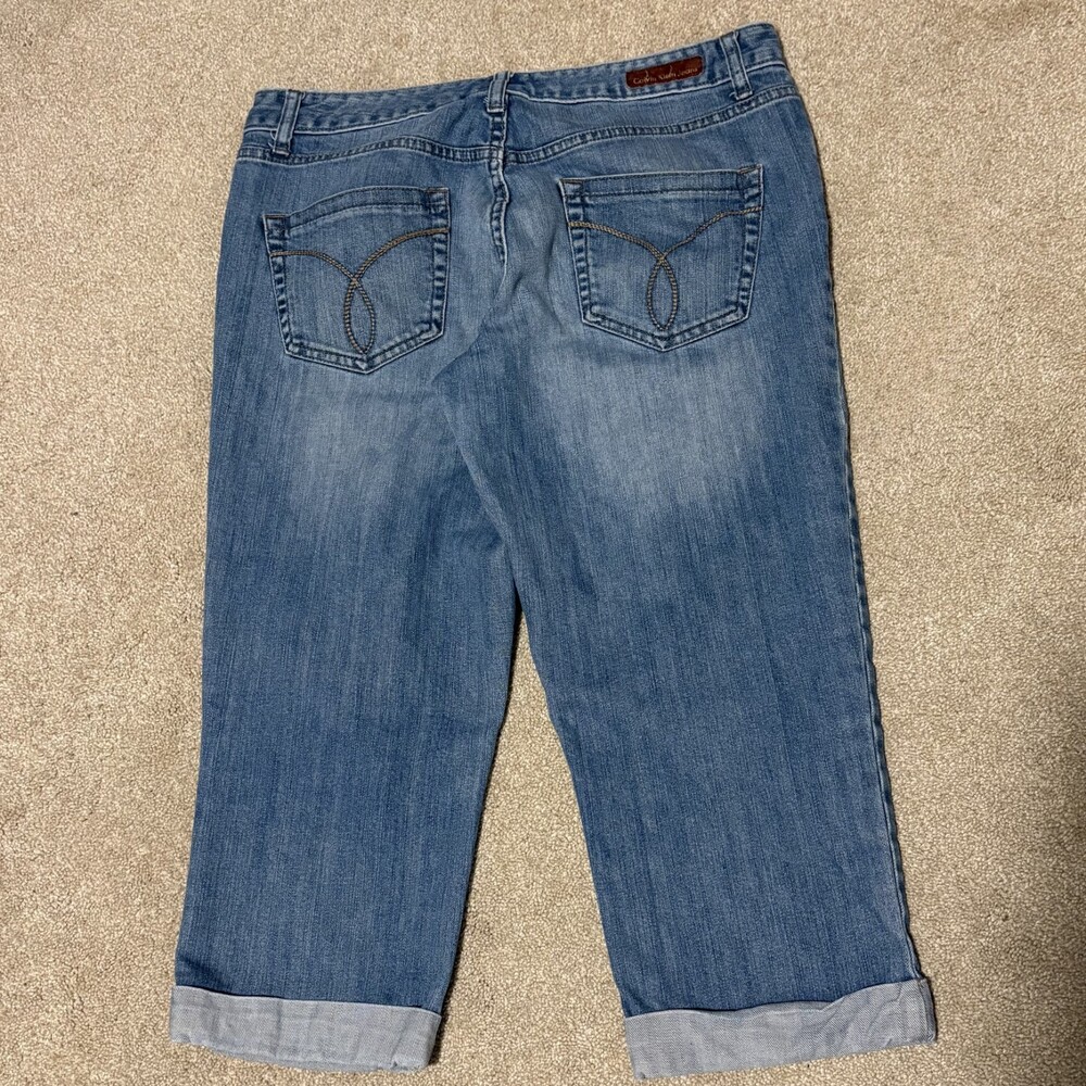 Calvin Klein Jeans Womens Sz 10 Capris Cuffed Slim Medium Wash Blue 21" Inseam - Picture 2 of 10